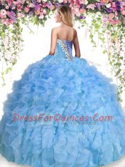 Colorful Organza Sleeveless Floor Length Quinceanera Gowns and Beading and Ruffles