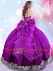 Floor Length Eggplant Purple Quinceanera Dresses Sweetheart Sleeveless Lace Up