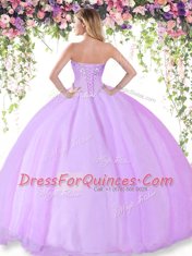 Charming Sweetheart Sleeveless 15 Quinceanera Dress Floor Length Beading Lavender Tulle