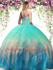 Sexy Multi-color Sleeveless Floor Length Beading Lace Up Ball Gown Prom Dress