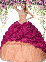 Multi-color Ball Gowns Taffeta Sweetheart Sleeveless Beading and Pick Ups Floor Length Lace Up Quinceanera Gown