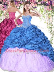 Fashion Sweetheart Sleeveless Taffeta Vestidos de Quinceanera Pick Ups Lace Up