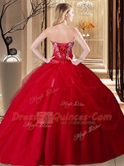 Deluxe Sleeveless Lace Up Floor Length Embroidery 15 Quinceanera Dress