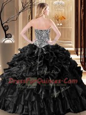 Glamorous Organza Sleeveless Floor Length Sweet 16 Dresses and Ruffles and Pattern