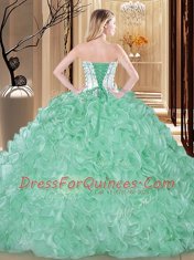 Hot Selling Ball Gowns Sweet 16 Dresses Lavender Strapless Organza Sleeveless Floor Length Lace Up