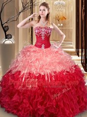 Multi-color Sleeveless Embroidery and Ruffles Floor Length Sweet 16 Quinceanera Dress
