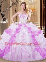 Multi-color Organza Lace Up Strapless Sleeveless Floor Length Quinceanera Dress Embroidery and Ruffled Layers