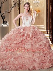On Sale Floor Length Champagne Sweet 16 Dress Strapless Sleeveless Lace Up