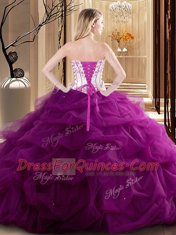 Flirting Sleeveless Lace Up Floor Length Embroidery and Ruffled Layers Sweet 16 Dress