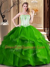 Trendy Sleeveless Lace Up Floor Length Embroidery Sweet 16 Dress