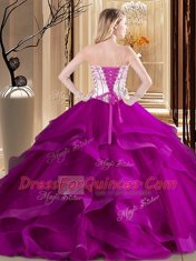 Trendy Sleeveless Lace Up Floor Length Embroidery Sweet 16 Dress