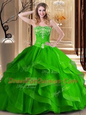 Modest Sweet 16 Quinceanera Dress Military Ball and Sweet 16 and Quinceanera and For with Embroidery and Ruffles Sweetheart Sleeveless Lace Up