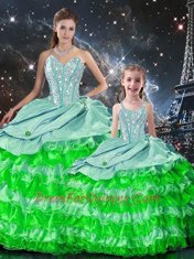 Exceptional Multi-color Ball Gown Prom Dress Military Ball and Sweet 16 and Quinceanera and For with Beading and Ruffles Sweetheart Sleeveless Lace Up