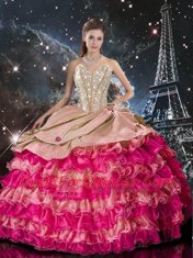 Best Selling Multi-color Ball Gowns Beading and Ruffles Ball Gown Prom Dress Lace Up Organza Sleeveless Floor Length