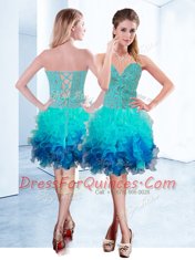 Edgy Sleeveless Lace Up Knee Length Ruffles Homecoming Dress