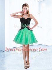 Delicate Turquoise Sweetheart Lace Up Appliques Prom Dress Sleeveless