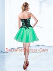 Delicate Turquoise Sweetheart Lace Up Appliques Prom Dress Sleeveless