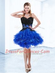 Sweetheart Sleeveless Organza Prom Dresses Appliques and Ruffles Lace Up