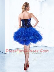 Sweetheart Sleeveless Organza Prom Dresses Appliques and Ruffles Lace Up