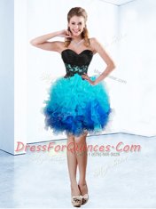 Blue Sweetheart Lace Up Ruffles Sleeveless