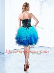 Blue Sweetheart Lace Up Ruffles Sleeveless
