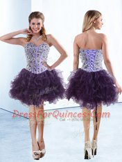Sleeveless Beading and Ruffles Lace Up Prom Dress Sleeveless Beading and Ruffles Lace Up Prom Dress