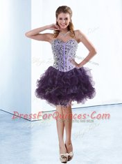 Sleeveless Beading and Ruffles Lace Up Prom Dress