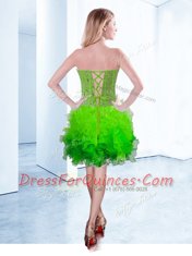 A-line Organza Sweetheart Sleeveless Ruffles Knee Length Lace Up Prom Evening Gown