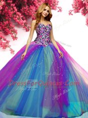 Best Multi-color Lace Up Sweetheart Beading 15 Quinceanera Dress Tulle Sleeveless
