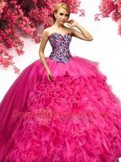 Dazzling Sleeveless Beading and Ruffles Lace Up 15th Birthday Dress