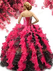 Multi-color Ball Gowns Sweetheart Sleeveless Organza Floor Length Lace Up Beading and Ruffles Quinceanera Gown