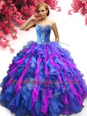 Fabulous Floor Length Multi-color Sweet 16 Dresses Sweetheart Sleeveless Lace Up