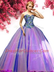 Elegant Multi-color Ball Gowns Tulle Sweetheart Sleeveless Beading Floor Length Lace Up 15th Birthday Dress