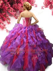 Multi-color Lace Up Sweet 16 Dress Ruffles Sleeveless Floor Length
