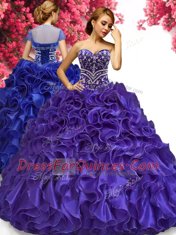 Sleeveless Beading and Ruffles Lace Up Sweet 16 Dresses