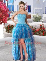 Sweetheart Sleeveless Organza Beading and Ruffles Lace Up
