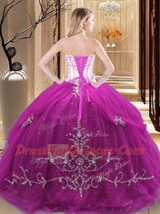 Custom Fit Red 15 Quinceanera Dress Military Ball and Sweet 16 and Quinceanera and For with Embroidery Strapless Sleeveless Lace Up