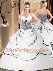 Discount White Sleeveless Embroidery Lace Up Sweet 16 Quinceanera Dress