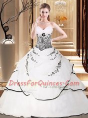 Discount White Sleeveless Embroidery Lace Up Sweet 16 Quinceanera Dress