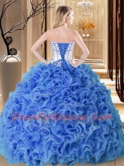 Colorful Floor Length Aqua Blue Sweet 16 Dress Strapless Sleeveless Lace Up