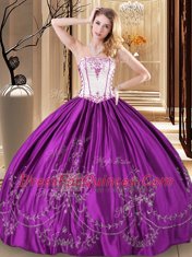 Floor Length Purple 15th Birthday Dress Strapless Sleeveless Lace Up