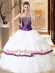 White Sweet 16 Quinceanera Dress Military Ball and Sweet 16 and Quinceanera and For with Beading Strapless Sleeveless Lace Up