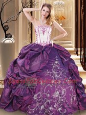 Admirable Taffeta Sleeveless Floor Length Quinceanera Gowns and Embroidery