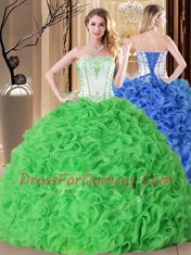 Floor Length Lace Up Quinceanera Dress for Military Ball and Sweet 16 and Quinceanera with Embroidery and Ruffles