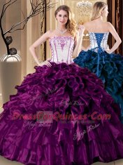 Adorable Pick Ups Floor Length Ball Gowns Sleeveless Purple Ball Gown Prom Dress Lace Up