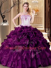 Adorable Pick Ups Floor Length Ball Gowns Sleeveless Purple Ball Gown Prom Dress Lace Up