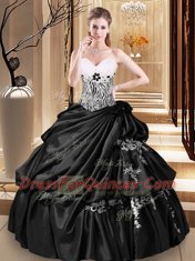 Low Price Black Sleeveless Appliques and Pick Ups Floor Length Quinceanera Dresses