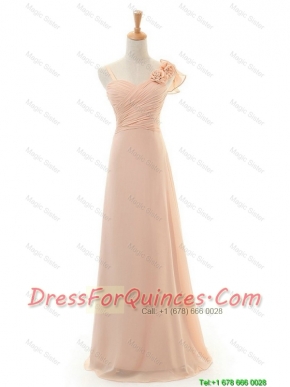 Cheap 2016 Autumn Empire Asymmetrical Prom Dresses with Hand Made Flowers