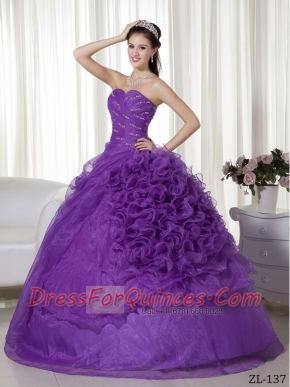 2014 most popular Floor-length Ball Gown Sweetheart Organza Beading Discount Quinceanera Dresses