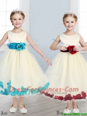Sweet Scoop Mini Quinceanera Dress with Hand Made Flowers and Appliques